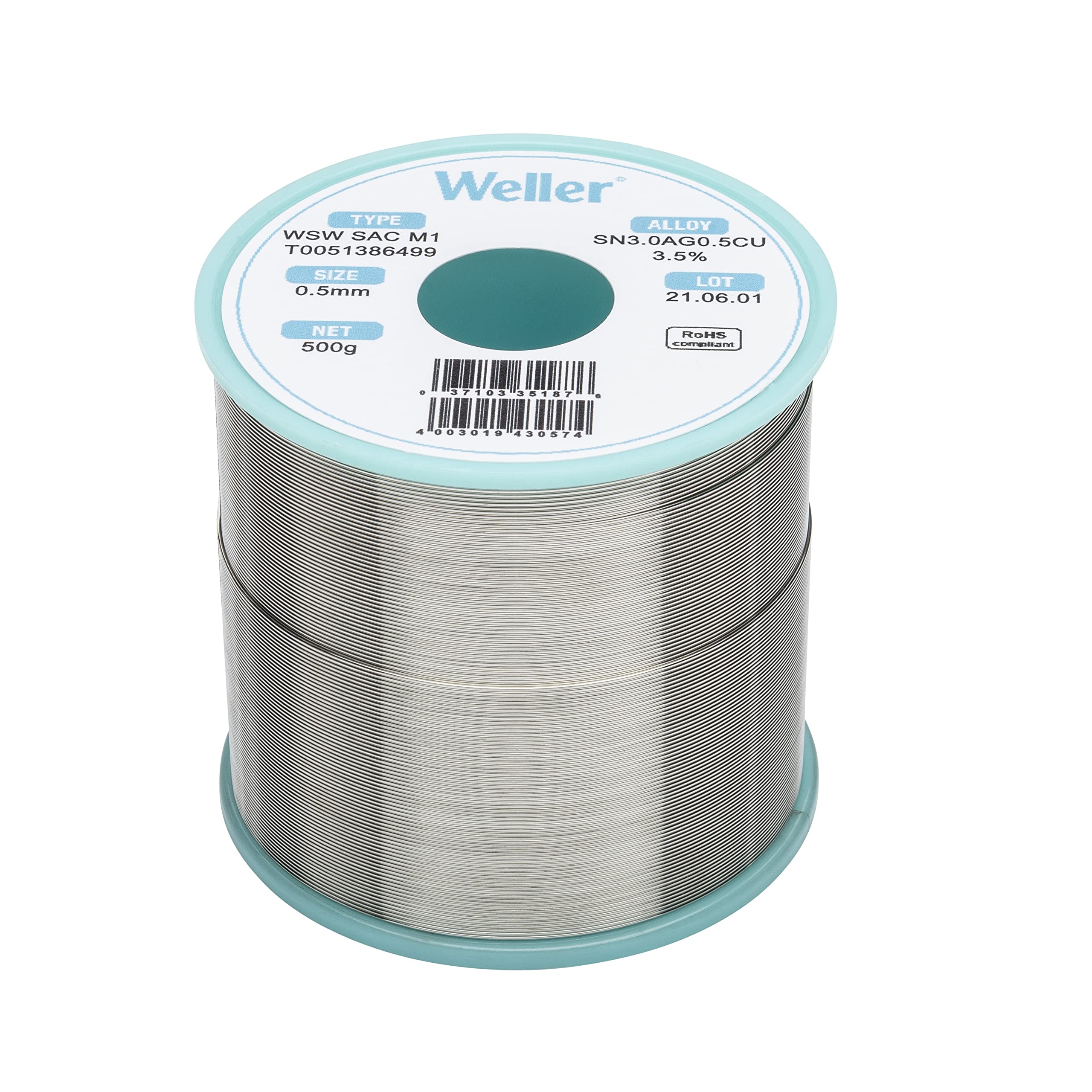 Weller WSW SAC M1 (T0051388299) Solder Wire, Dia: 0.5 mm / 0.020 Weller WSW SAC M1 (T0051388299) Solder Wire, Dia: 0.5 mm / 0.020